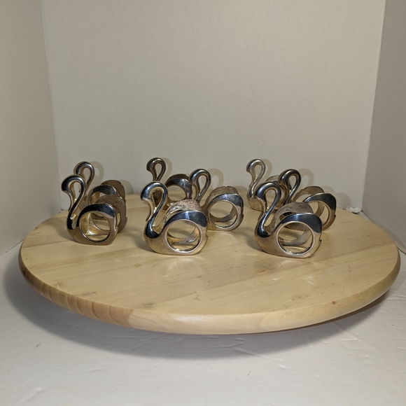 Vtg Silver Plated Swan Napkin Rings 8 - Picture 5 of 5